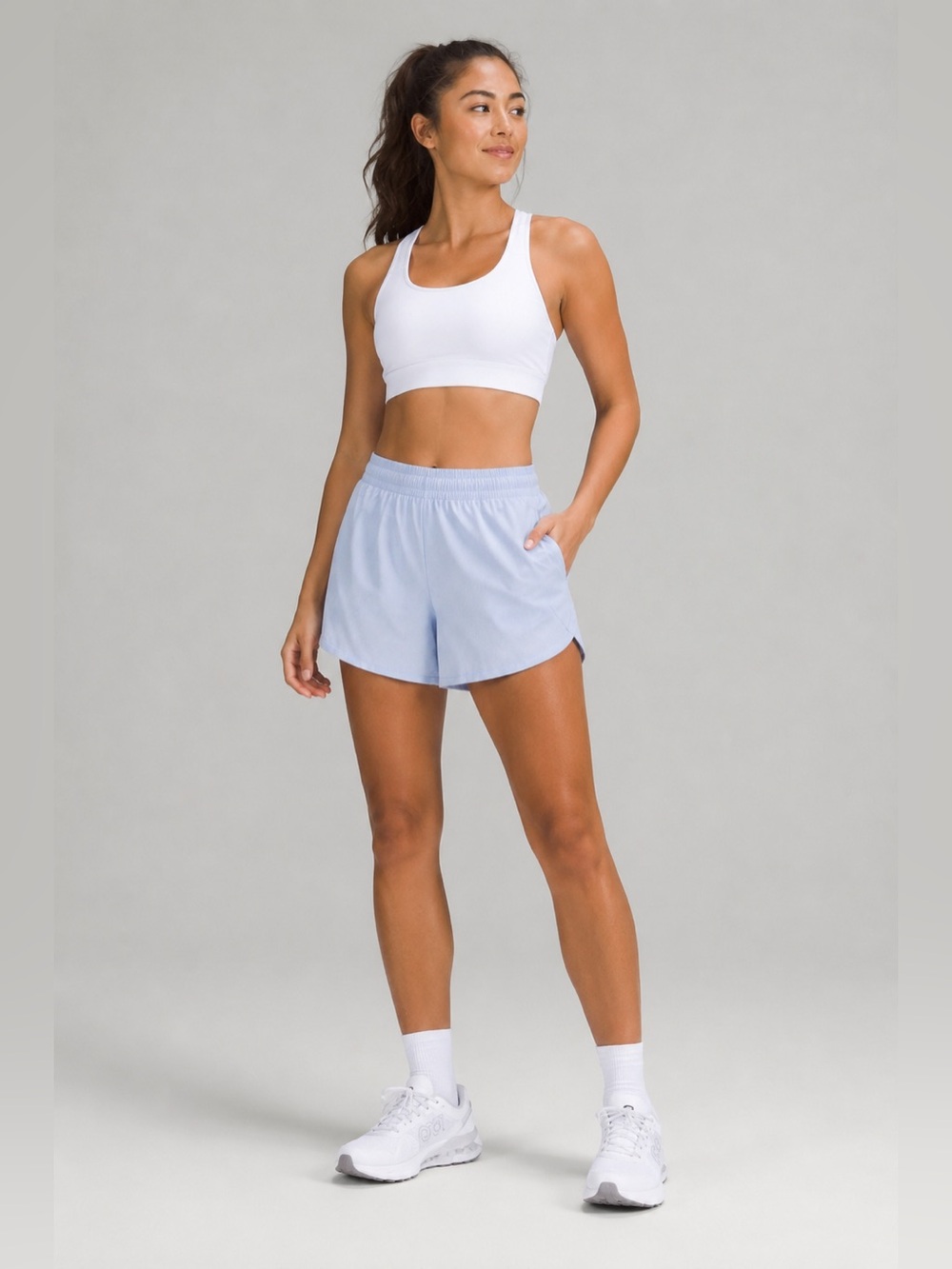 Lululemon Track That Mid-Rise Lined Short 5"
Blue Linen